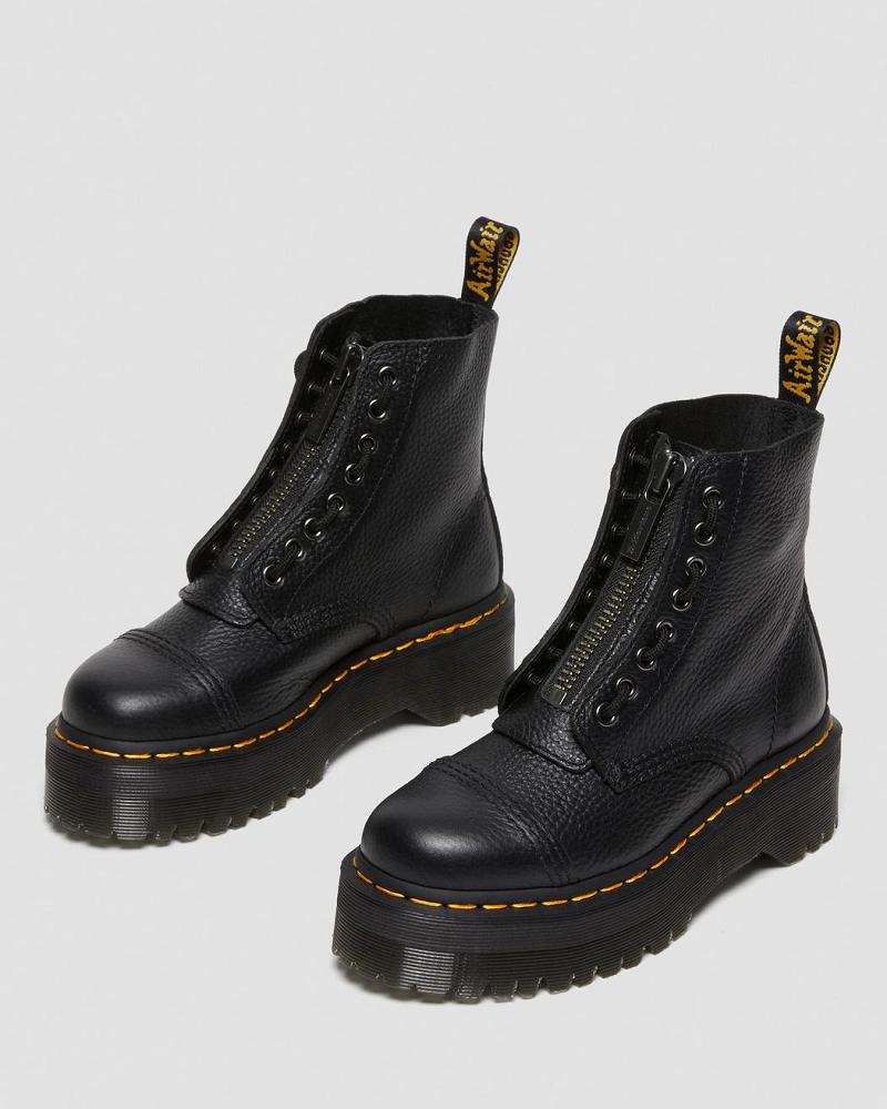 Botas Plataforma Dr Martens Sinclair Milled Nappa Cuero Mujer Negros | MX 523PJJ